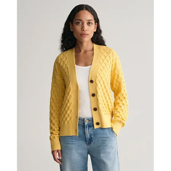 Кардиган Gant Textured Knit, желтый