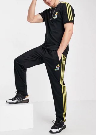 Черные джоггеры с тремя полосками adidas Originals x The Simpsons Firebird-Черный