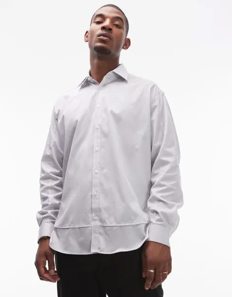 Разноцветная рубашка оверсайз с двойным подолом и длинными рукавами Topman