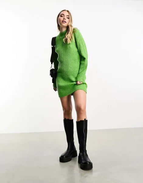 Зеленое трикотажное мини-платье оверсайз Nobody's Child