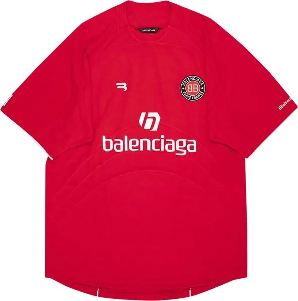 Футболка Balenciaga Soccer T-Shirt 'Red/White', красный