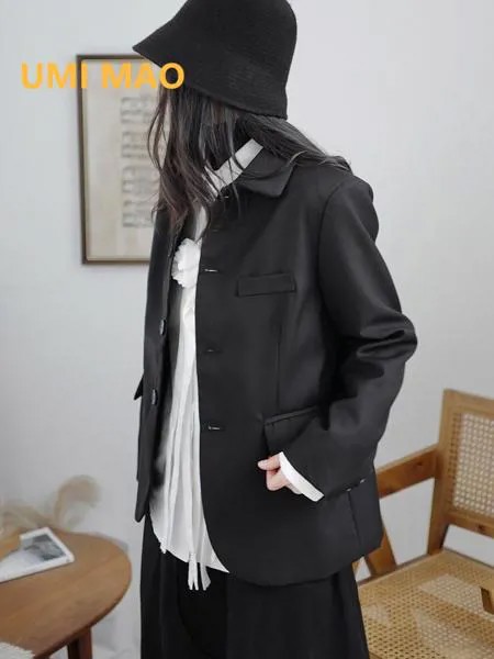 UMI MAO Yoji Yamamoto Wind нишевой дизайнерский темно-черный японский ретро маленький пиджак женский черный классический свободный пиджак Y2K