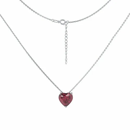 Колье Яхонт, серебро, 925 проба, кварц, длина 40 см., розовый