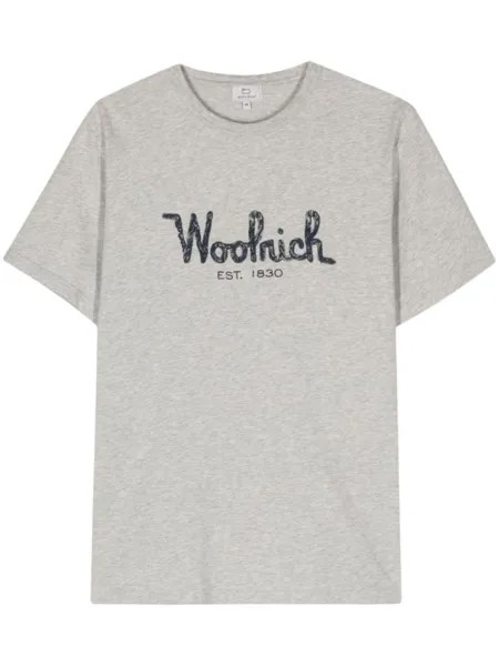 Woolrich футболка с вышитым логотипом, серый