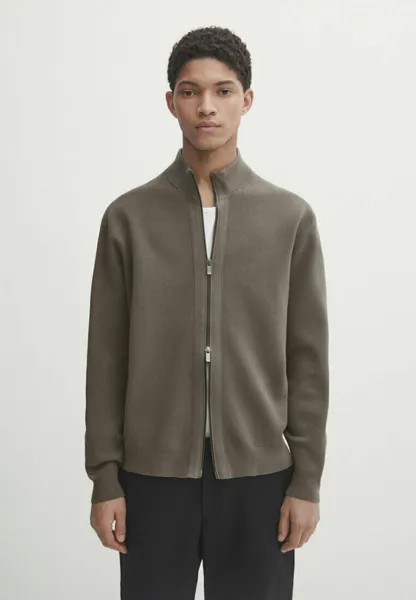 Кардиган MILANO WITH A MOCK NECK AND ZIP Massimo Dutti, цвет khaki