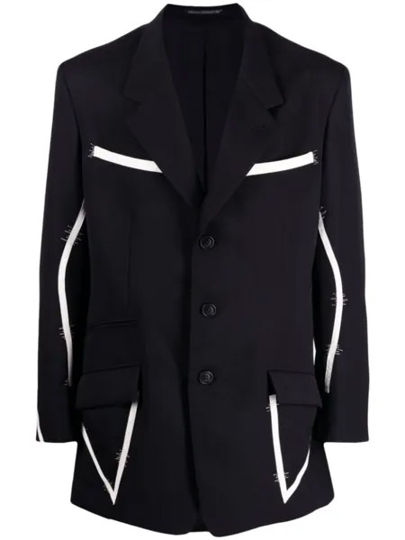 Yohji Yamamoto шерстяной пиджак с полосками, черный