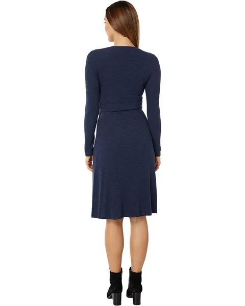 Платье Three Dots Long Sleeve Rib Dress, цвет Navy Blazer