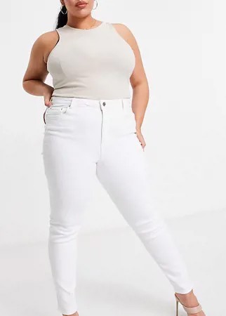 Белые зауженные джинсы с завышенной талией ASOS DESIGN Curve Ridley-Белый