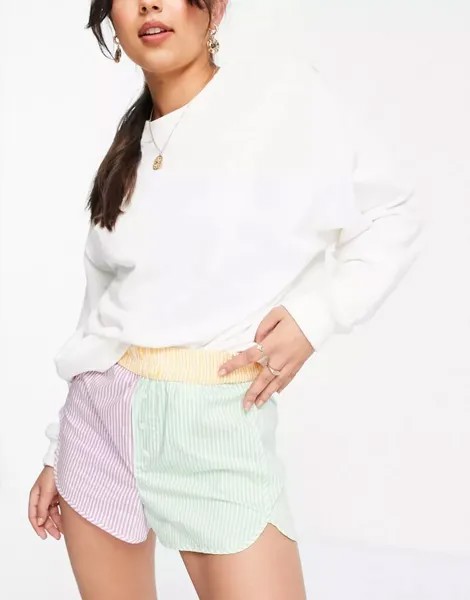 Разноцветные шорты в стиле колор-блок Pull&bear