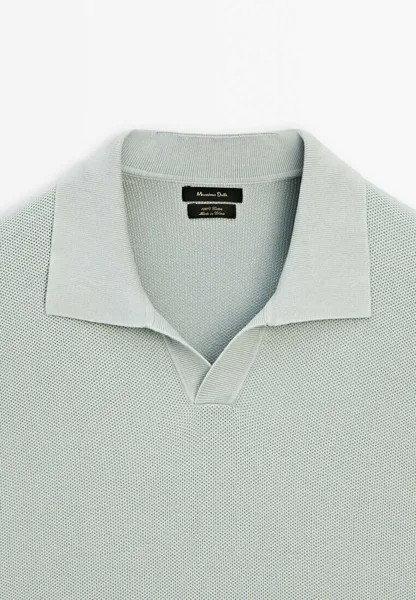 Рубашка-поло Short Sleeves Massimo Dutti, светло-голубая