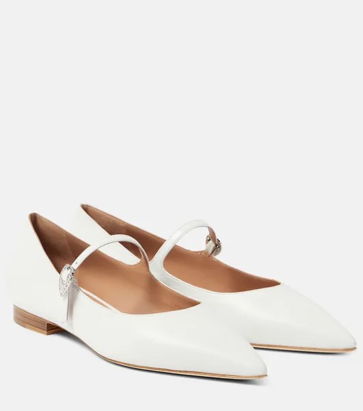 Кожаные балетки Mary Jane с декором Kate Malone Souliers, белый