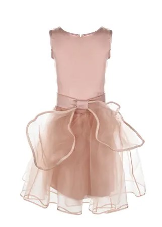Кремовое платье с бантом на поясе Nikolia