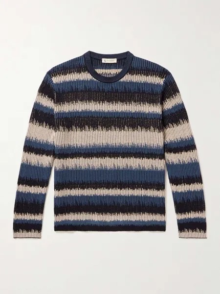 Полосатый свитер из смеси льна и хлопка Piacenza 1733, синий