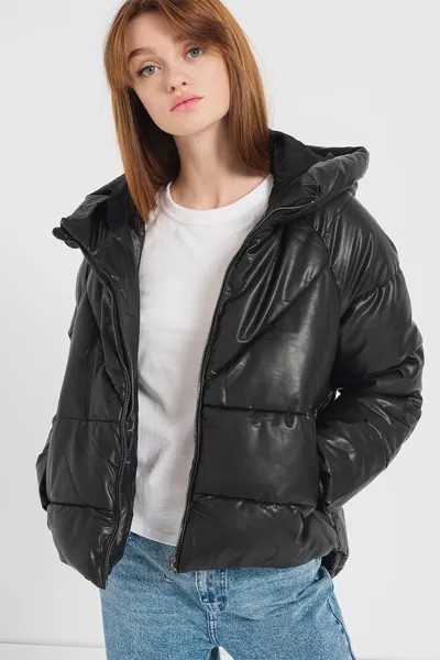 Зимняя куртка Anja из экокожи с карманами Only, черный