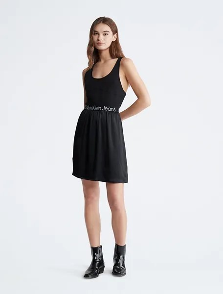 Платье мини-майка со спиной-борцовкой Calvin Klein, черный