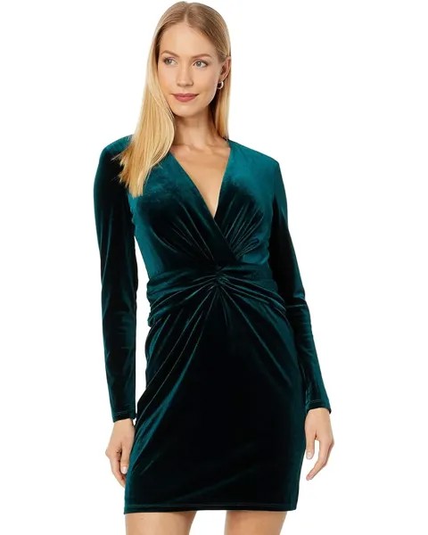 Платье Donna Morgan Velvet V-Neck Mini, цвет Emerald