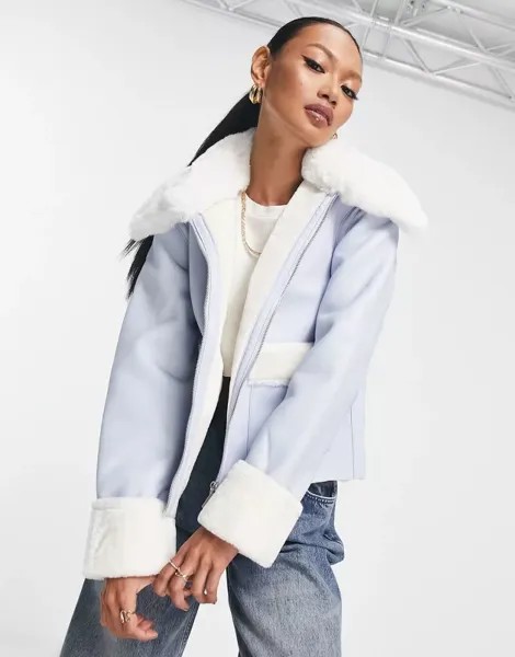 Синяя короткая дубленка River Island