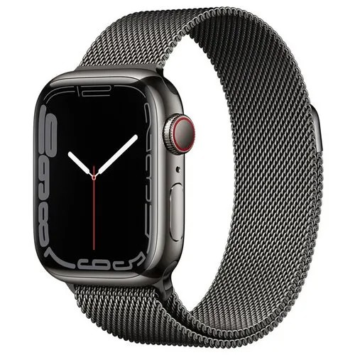 Часы Apple Watch Series 7 GPS + Cellular 45мм Stainless Steel Case with Milanese Loop Graphite, графит