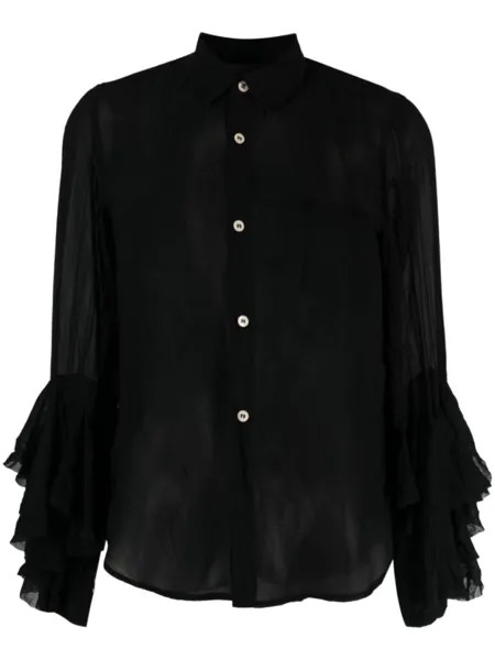 Comme Des Garçons Comme Des Garçons полупрозрачная рубашка с оборками, черный