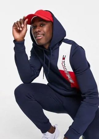 Худи из флиса с графическим принтом в виде флага Tommy Hilfiger Sport-Темно-синий