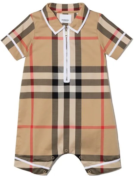 Burberry Kids клетчатая пижама на молнии