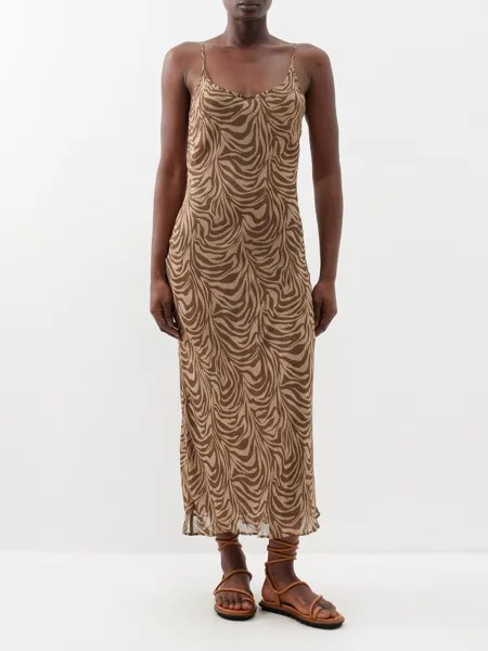 Платье макси yves с анималистичным принтом Posse, коричневый