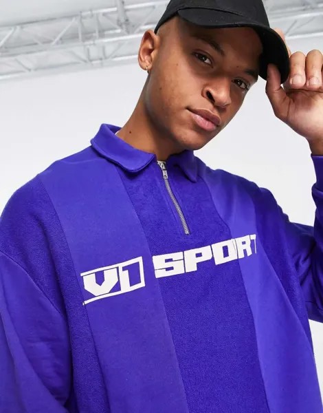 Толстовка-поло оверсайз с полумолнией и вставками ASOS DESIGN