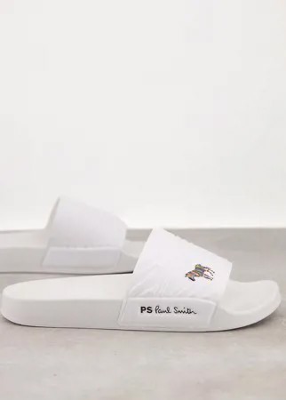 Белые шлепанцы с логотипом в виде зебры PS Paul Smith-Белый