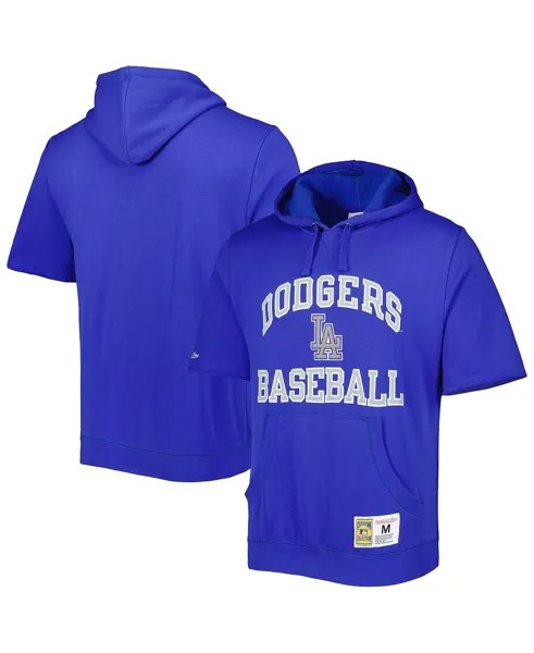 Мужская толстовка с капюшоном из выстиранного флиса royal los angeles dodgers cooperstown collection с коротким рукавом Mitchell & Ness