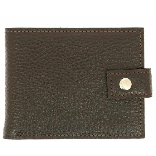 Кошелек Versado B200-1 relief brown, натуральная кожа, зернистая фактура, с хлястиком на кнопке, отделения для карт и монет, коричневый