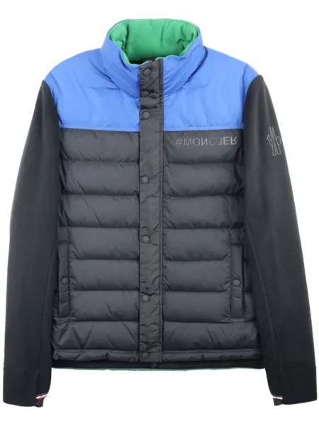 Moncler пуховик на молнии со вставками, синий