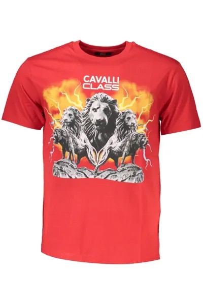 Элегантная классическая мужская футболка с принтом Cavalli Class, красный