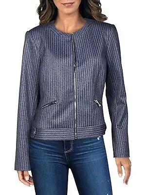 TOMMY HILFIGER Женский темно-синий приталенный пиджак без воротника с длинными рукавами на подкладке 4