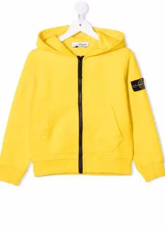 Stone Island Junior худи на молнии с нашивкой-логотипом
