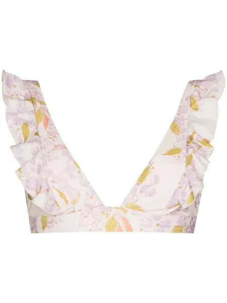 Peony floral bikini top