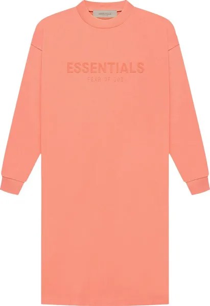 Платье Fear of God Essentials Long-Sleeve Tee Dress 'Coral', оранжевый