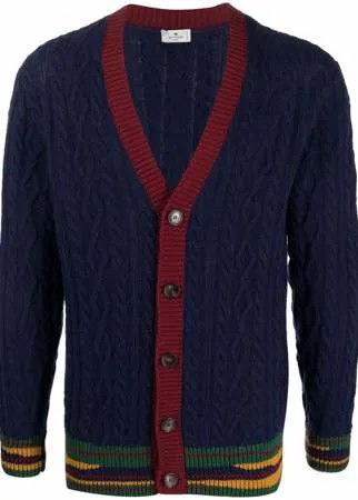 ETRO кардиган фактурной вязки с подолом в полоску