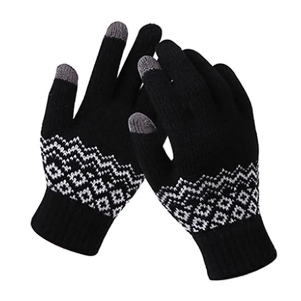 Зима Трикотаж Тепло Утолщенные перчатки с сенсорным экраном Жаккардовые перчатки