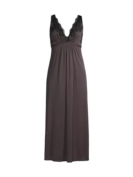 Чары для ночной рубашки с кружевной отделкой Natori, цвет espresso black lace