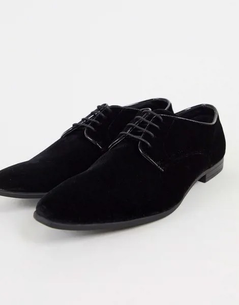 Черные бархатные туфли дерби Topman-Черный