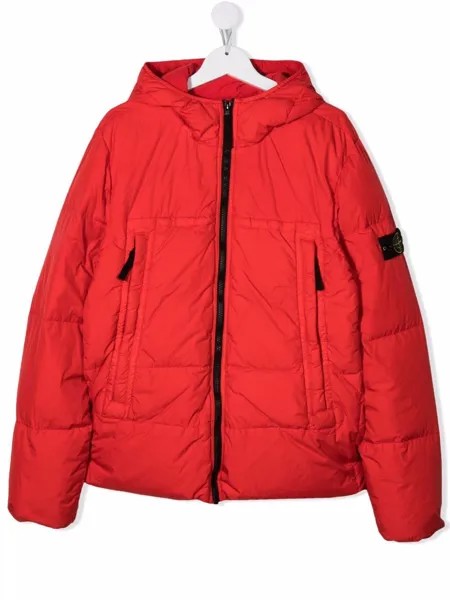 Stone Island Junior пуховик с нашивкой-логотипом