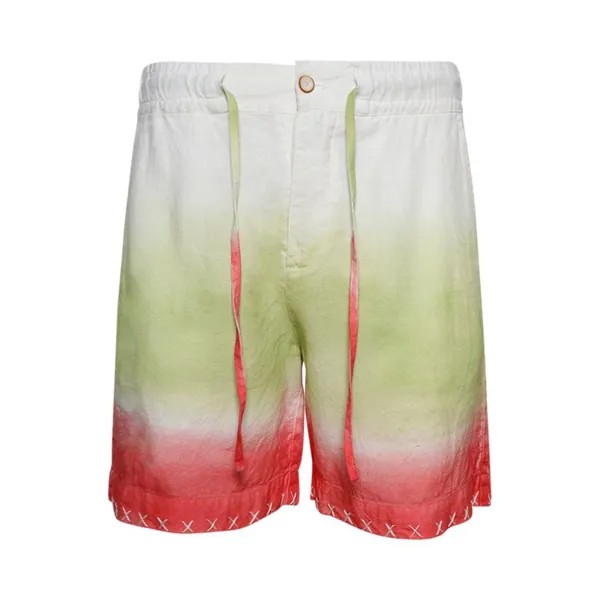 Шорты The Elder Statesman Sulfur Gradient Crop Short, цвет Ivory/Wasabi/Fiery Coral