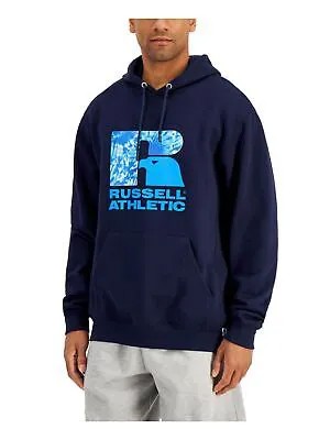 RUSSELL ATHLETIC Мужская Темно-синяя Толстовка С Длинным Рукавом С Рисунком Draw String Hoodie S