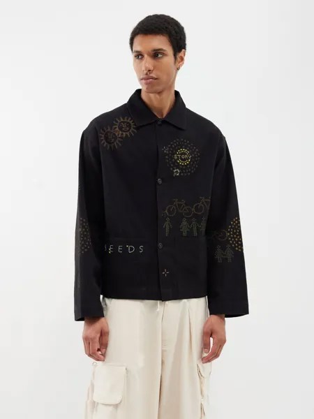 Куртка short on time из органического хлопка с вышивкой Story MFG, черный