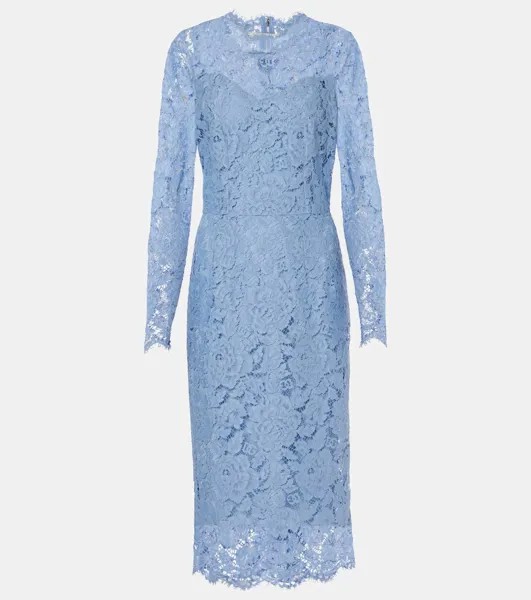 Платье миди с цветочным кружевом Dolce&Gabbana, цвет glicine viola chiari