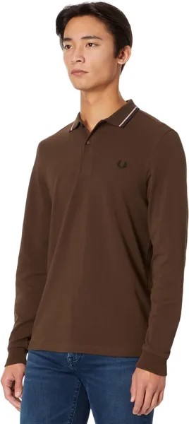Рубашка-поло Long Sleeve Twin Tipped Shirt Fred Perry, цвет Burnt Tobacco