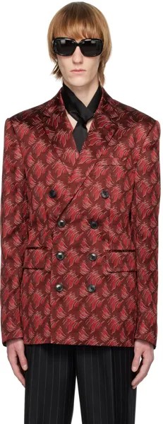 Темно-красный пиджак с заостренными лацканами Dries Van Noten