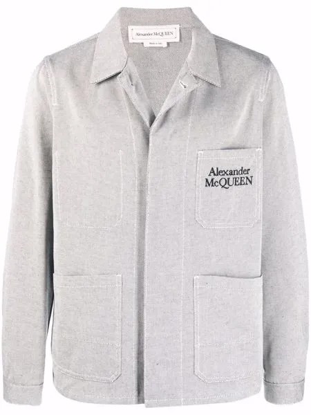 Alexander McQueen куртка-рубашка с вышитым логотипом