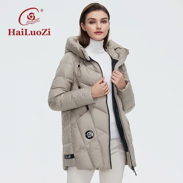 Новинка 2022, зимняя куртка HaiLuoZi, женское пуховое пальто, женская качественная повседневная короткая утепленная Модная парка с капюшоном и вы...