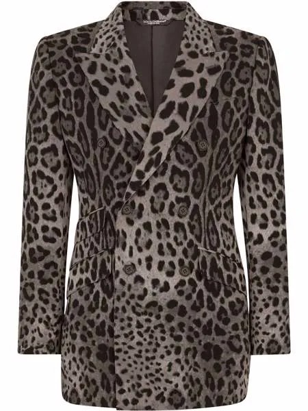 Dolce & Gabbana костюм с двубортным пиджаком и леопардовым принтом